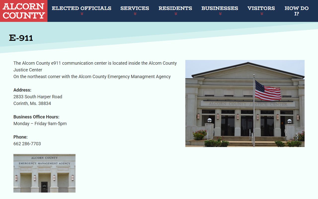 Alcorn County court records and E-911 Justice Center page