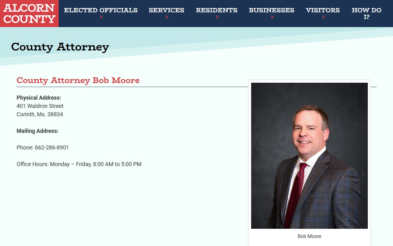 Alcorn County court records and County Attorney office page