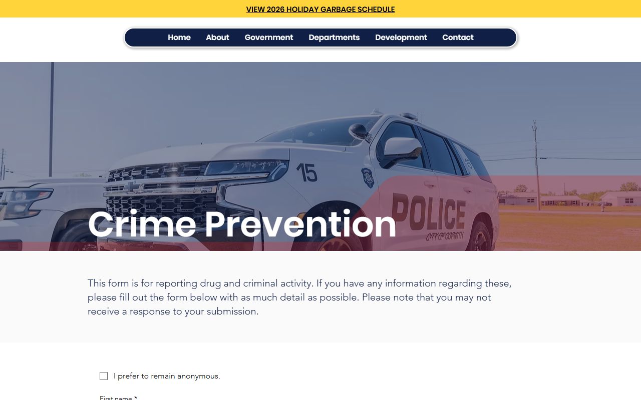 Alcorn County arrest records - Corinth crime and drug tips form
