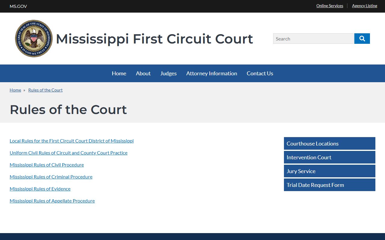 Alcorn County court dockets and the First Circuit rules of court