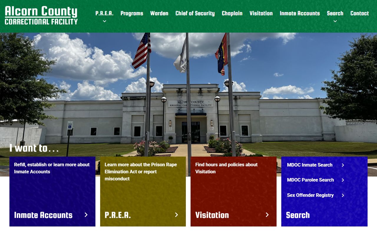 Alcorn County inmate records and jail details on the correctional facility website