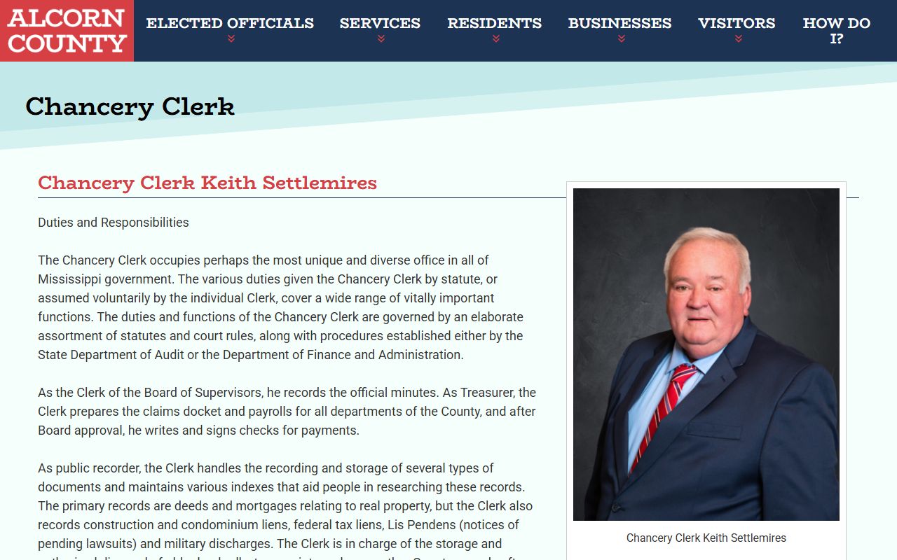 Alcorn County probate and Chancery records on the Chancery Clerk office page