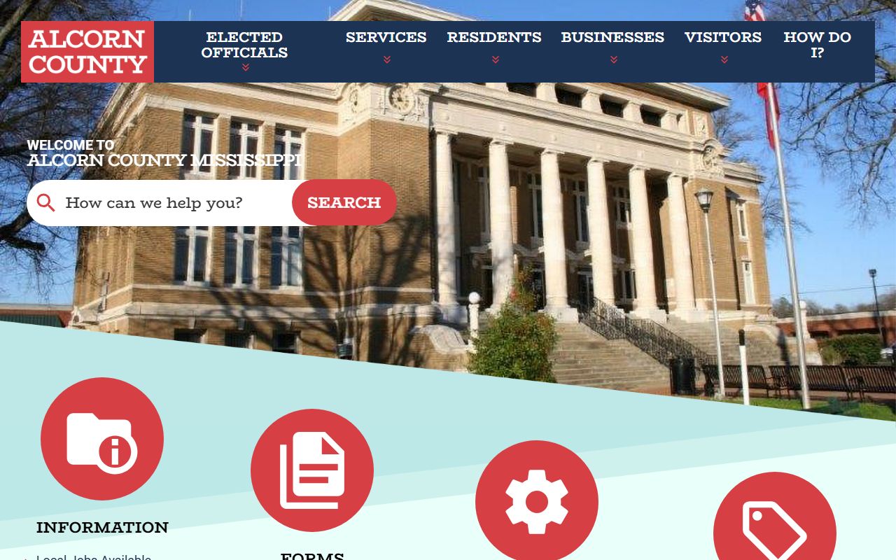 Alcorn County court records search starting point on the official county homepage