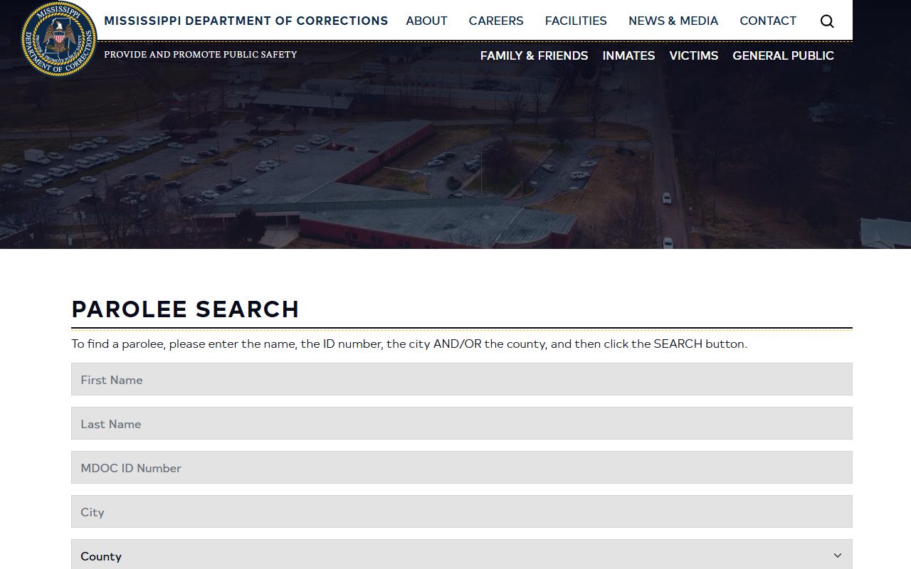 Alcorn County inmate records, MDOC parolee search form