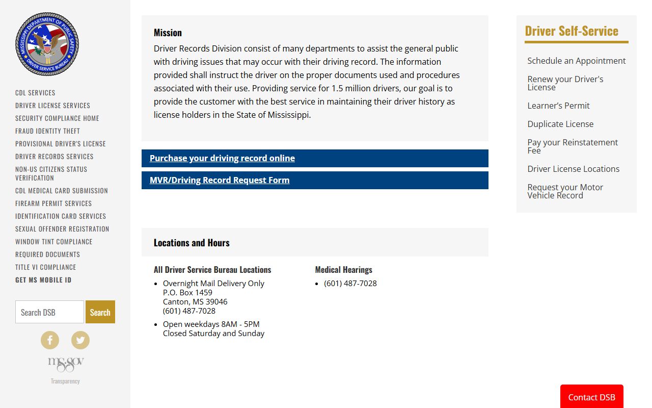 Alcorn County traffic court records, Mississippi Driver Records Division overview